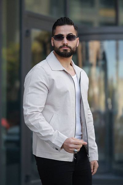 LUMAST New Season Men's Premium Summer/Spring Linen Polo Collar Thin Jacket