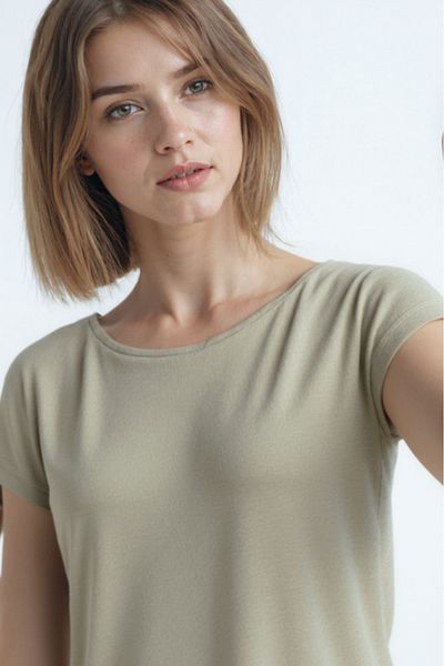 WESTMARK LONDON Tricou cu mânecă scurtă pentru femei, gri deschis, din bumbac, cu decolteu, BETTY O-NECK TOP
