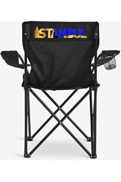 Toysan Katlanır Çantalı Rejisör Kamp Sandalyesi Istanbul Sarı Lacivert Baskıl...