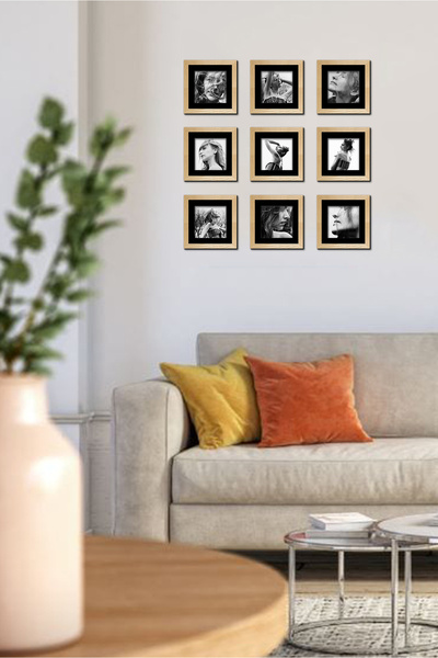 SILVERWOOD Doğal ahşap, Sök-tak, Paspartulu, 11.5 cm x 11.5 cm. Kare Fotoğraf Çerçevesi - 9'lu paket