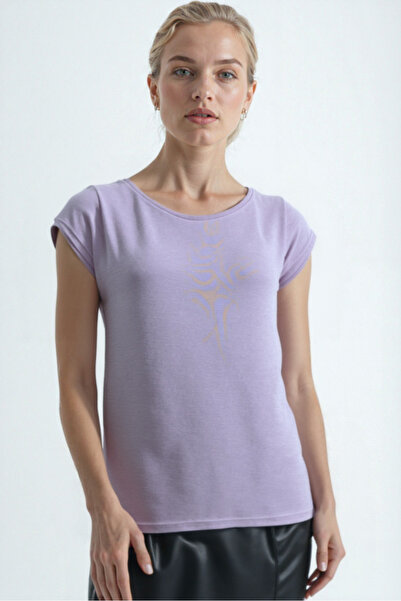 WESTMARK LONDON Темно-синя бавовняна жіноча футболка з круглим вирізом і коро...