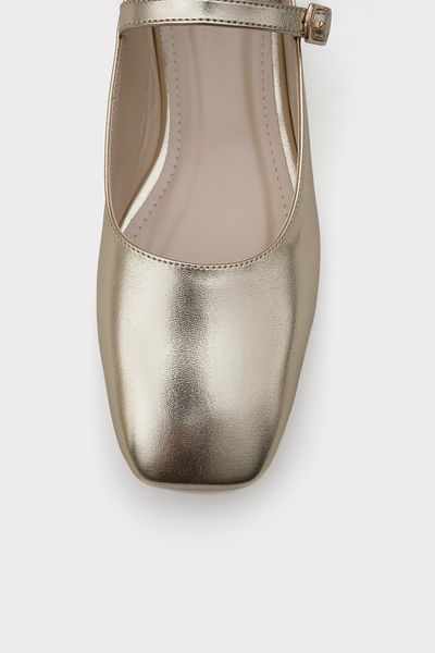 Capone Outfitters Blunt Toe Strapped Marj Jane Metallic Gold Damen-Ballerinas