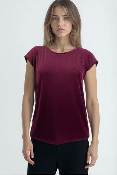 WESTMARK LONDON Red Crew Neck Cotton Women's Short Sleeve T-Shirt Betty O-Neck Top