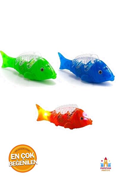PapatyamPartiEvi Cm Müzikli Işıklı Yürüyen Balık, Kırmızı Renk Balık - Çocukl...