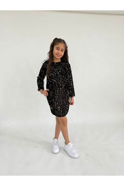 WİENS KİDS Girl's Gold Sequin Sequin Dress