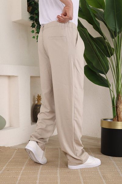 Kokosh moda Ανδρικό πλισέ φαρδύ παντελόνι με ελαστική μέση