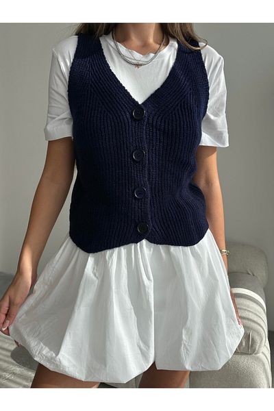 mydukkan.co Thessaloniki Knitwear Vest Navy Blue