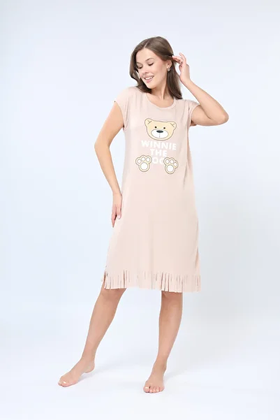 ZBTEKS Patterned Tasseled Modal Combed Cotton Casual Dress