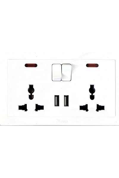 Generic مقبس كهربائي مزدوج V.MAX مزود بمنفذي طاقة USB للاستخدام المنزلي أو المكتب أو الفندق