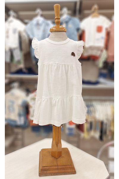 Flexi 100% Cotton Combed Cotton Dress with Ruffled Sleeves