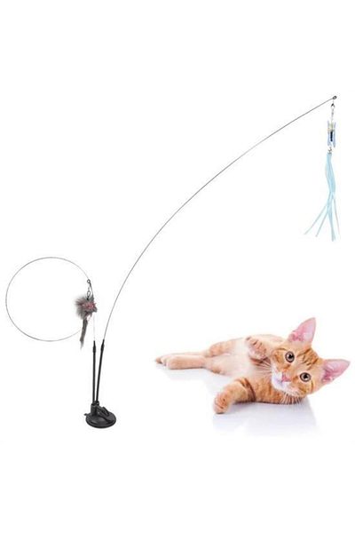 Emperium Suction Cup Feather Bell Fishing Rod Cat Toy (5122)