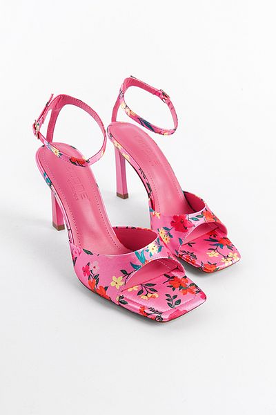 Capone Outfitters Pantofi de damă Regina cu spate deschis, cu toc înalt, cu vârf tocit, cu modele florale