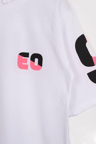 zepkids Short Sleeve Letter Printed White Color Girls' Tights Suit