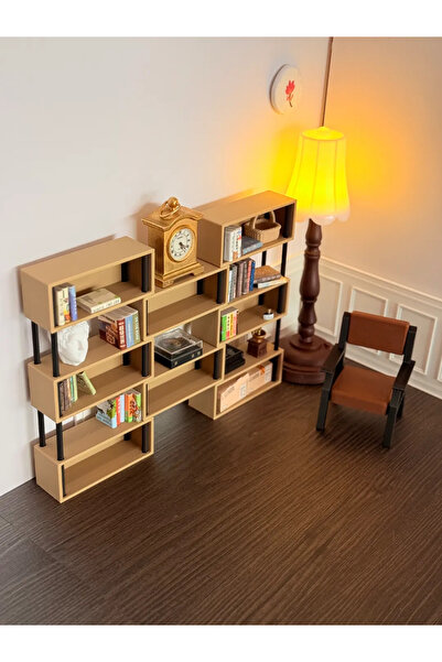 CharmFancy 1/12 Ölçek Kitaplık Modern Minyatür Diorama Eşya Aksesuar