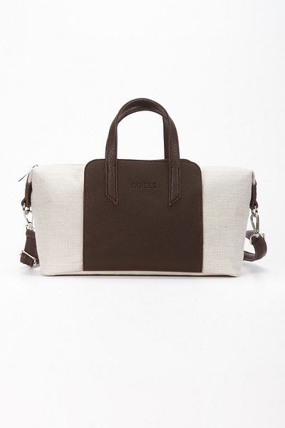 BAHELS Women's Marron Elegance Brown Canvas Leather Shoulder and Hand Bag