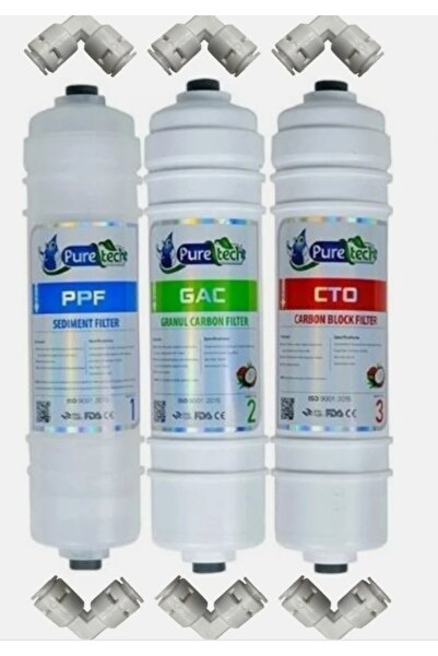 puretech KAPALI KASA SU ARITMA CIHAZI PURETEC INLINE FİLTRE TAKIMI 3 LÜ SET VE BAĞLANTI DİREKLERİ