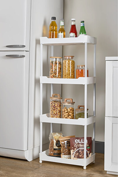 Bayev Clasy Grey 4-Tier Organizer κάτω από το νεροχύτη Μονάδα ραφιών οργάνωσης κουζίνας μπάνιου με ρόδες