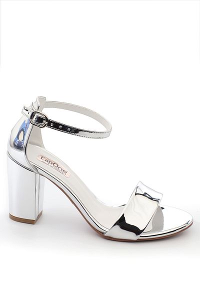 Capone Outfitters Silvy Shiny Heeled Γυναικεία Σανδάλια - Με λουράκι στον αστράγαλο