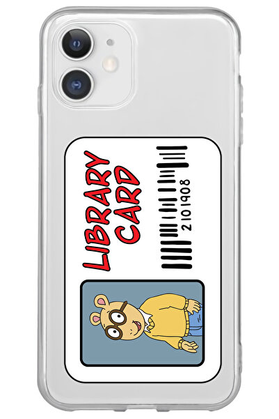 WANNA PROTECT iPhone 11 Library Card Desenli Desenli Şeffaf Silikon Telefon K...