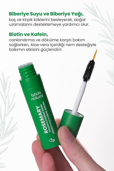 Bade Natural Rosemary Oil Eyebrow Eyelash Care Serum Nourishing and Strengthening 10 ml