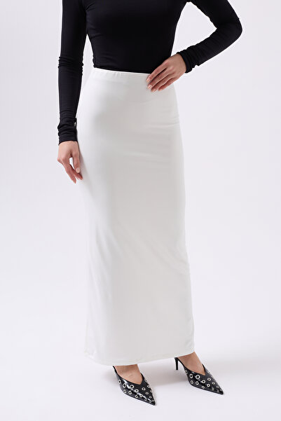 Clu Liora Beyaz Maxi Basic Etek