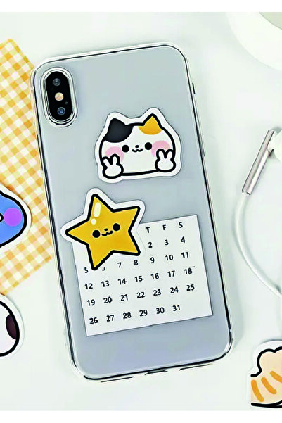 WALLHUMAN Sevimli Kedi Mini Ajanda Bullet Journal için Suya Dayanıklı Sticker