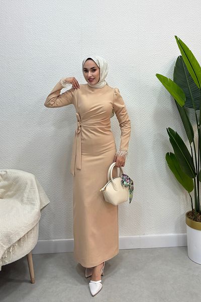 Tarzım Tuba Hira Waist Draped Dress Green