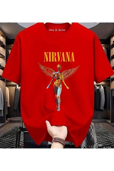New Shine 1 T-Shirt Is a Gift for Purchases of 6 or More in the Cart - Nirvana Printed Oversize T-Shirt