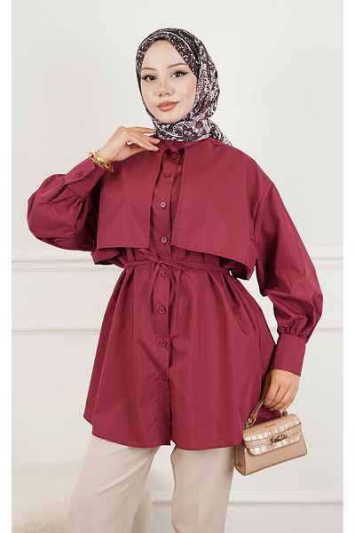 İpli Women's Bolero Detailed Waist Belted Tunic