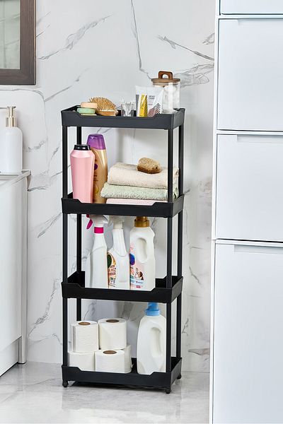 Bayev Clasy Black 4-Tier Under Sink Organizer Μονάδα ραφιών οργάνωσης κουζίνας μπάνιου με ρόδες