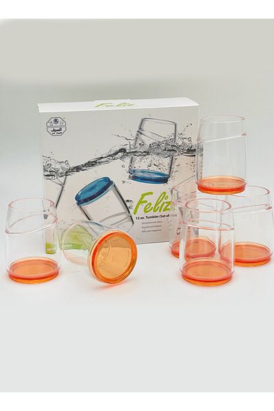 ALSAIF Al Saif Acrylic Cup Set of 6 Pieces Transparent/Orange 6x350ml
