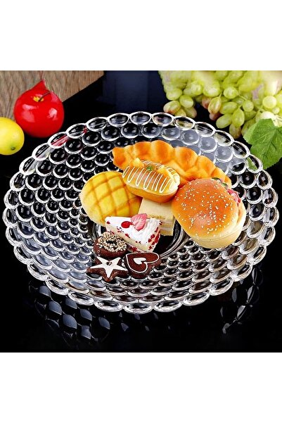 PUFO Luxury glass fruit bowl for cakes, pastries, fruits, appetizers, 24 cm