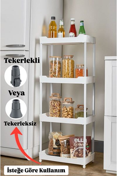 Bayev Clasy White 4-Tier Under Sink Organizer Μονάδα ραφιών οργάνωσης κουζίνας μπάνιου με ρόδες