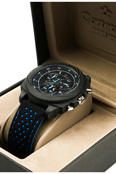 cortebert İsviçre Cortebert Carbon Kasa Erkek Kol Saati Mavi