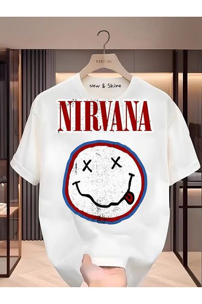 New Shine 1 tricou este un cadou pentru achiziții de 6 și mai sus în coș - Tricou oversize cu imprimeu Nirvana