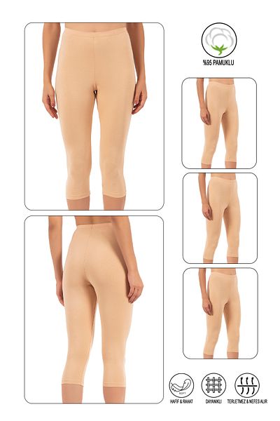 ÖZKAN underwear Özkan 0458 3-pack المرأة 95% القطن ليكرا جيرسي نسيج واحد بسط مريح ناعم تحت الركبة كابري طماق