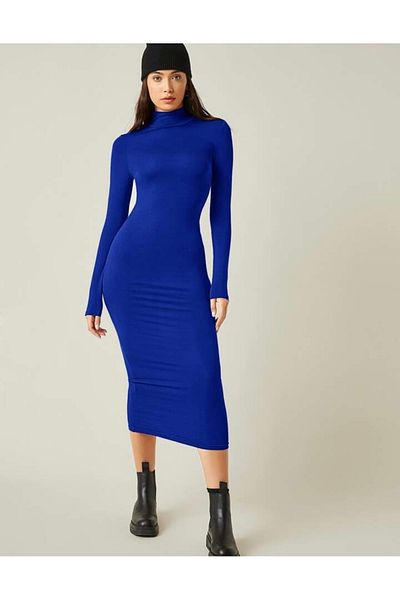 hipnoz butik Φόρεμα με μακρυμάνικο μισό ζιβάγκο σε μεσαίο μήκος