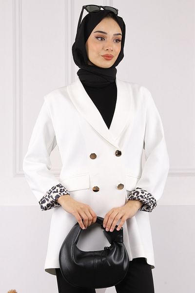 İmajButik Μπουφάν Ecru Kravuz γιακά Blazer