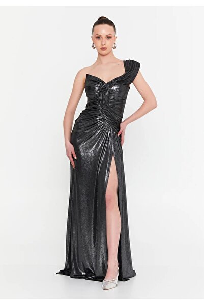 MAXXE 5989SIM TEK OMUZ ÖRME SIVAMA LAME ELBİSE