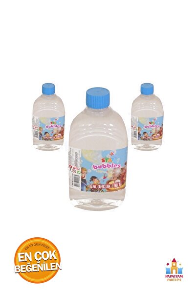 PapatyamPartiEvi 500 ml Baloncuk Likiti: 3 Adet Yedek Solüsyon, Dayanıklı Formül