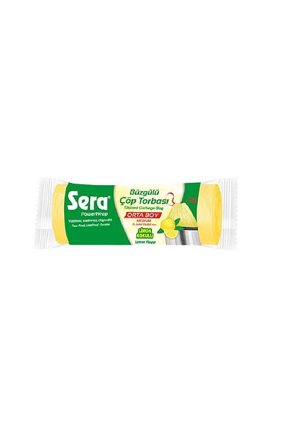 SERA Garbage Bag Drawstring Lemon Scented Medium Size 15 Li 55 X 60 cm X 5 Pack