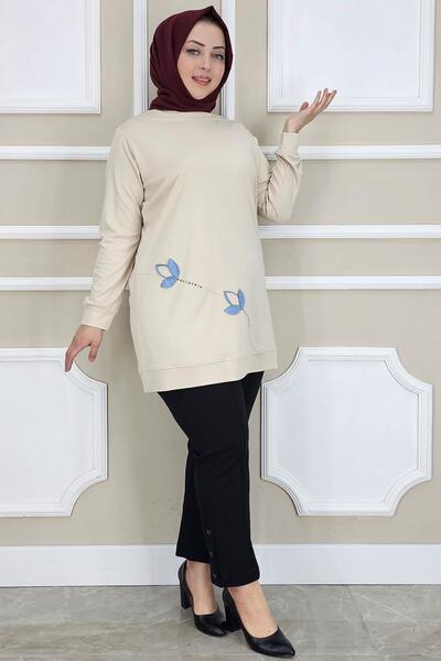 PYS KADIN ÇİÇEK DİKME DETAYLI TESETTÜR TUNİK