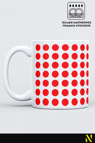 nilizma Red Colored Dot Patterned Colorful Mug Cup – 330 ml Mug | Stylish and Durable Design