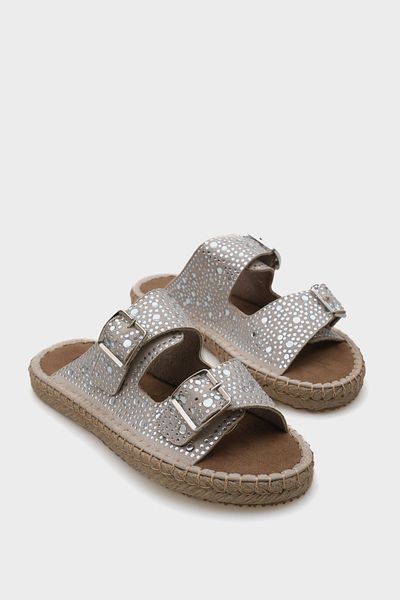 Capone Outfitters Caitlin Double Banded Stone Damen-Espadrille-Hausschuhe