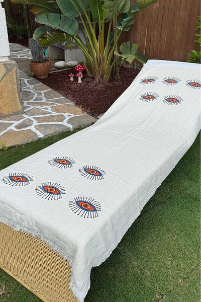 Nevin Kaya Moda Aphrodite Pattern 100% Pure Muslin Cotton Peshtemal Beach Towel