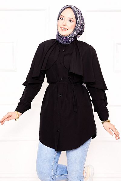 İpli Women's Bolero Detailed Waist Belted Tunic
