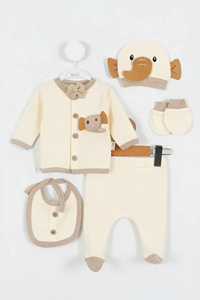 Bebeloji Baby Elephant Patterned 5-Piece Hospital Release Newborn Set