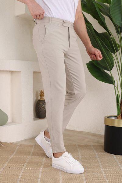 Viyamo Men's Slim Fit Lycra Ankle Length Fabric Trousers