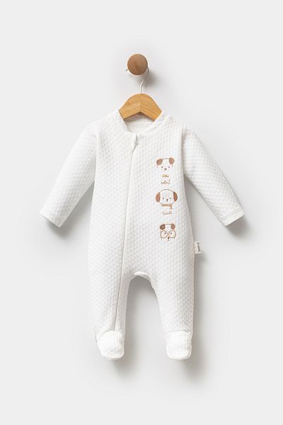 Bebitof Cute Puppies Patterned Cotton Baby Quilted Jumpsuit