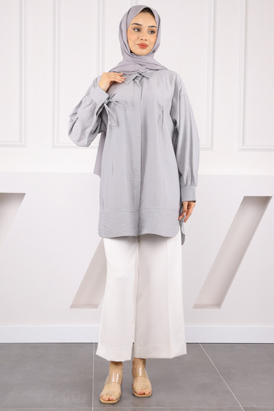 İmajButik Gray Sleeve Tie Tunic